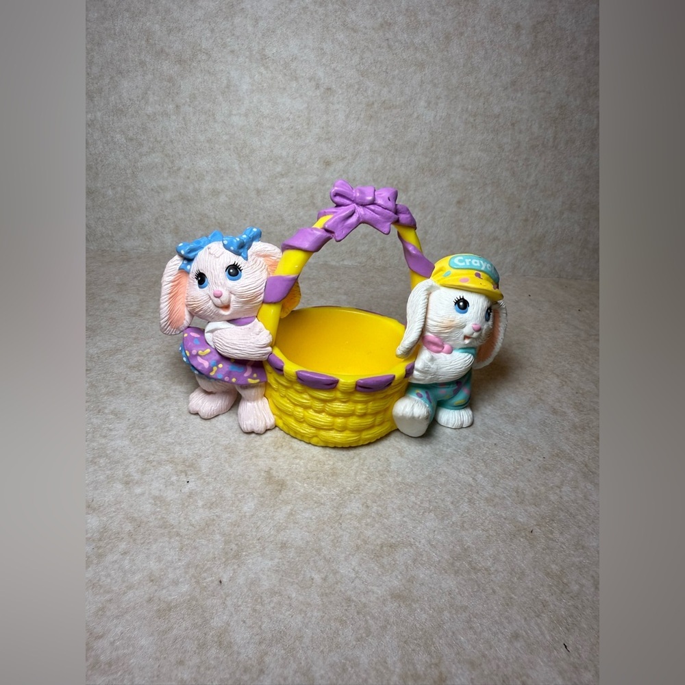 Vintage Hallmark 1991 Crayola Bunny Candy Cotton Tail Figure Yellow Easter
